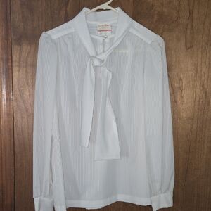 Lauren Vidal Ivory Tie-Neck Blouse